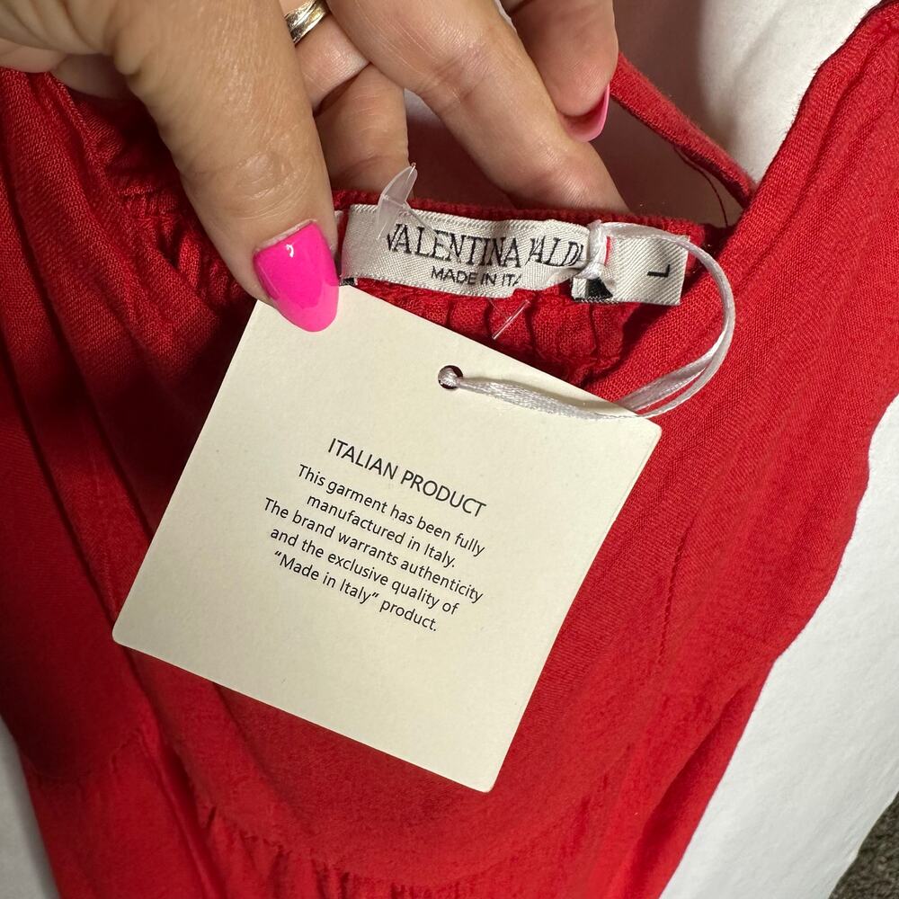 NWT Valentina Naldi Italian Red Linen Blend Crossback Sundress – Size L - Picture 3 of 11